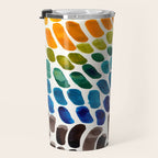 Colorful Rainbow Watercolor Organic Patterns Natural Shapes Playful Art Mid Century Modern Tribal Ar Travel Mug Gallery Image 3