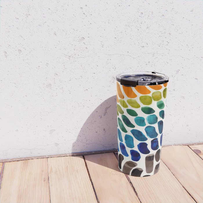 Colorful Rainbow Watercolor Organic Patterns Natural Shapes Playful Art Mid Century Modern Tribal Ar Travel Mug Gallery Image 4