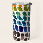 Colorful Rainbow Watercolor Organic Patterns Natural Shapes Playful Art Mid Century Modern Tribal Ar Travel Mug Gallery Image 2