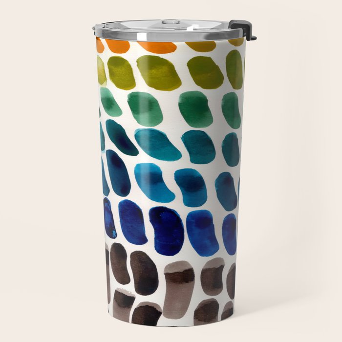 Colorful Rainbow Watercolor Organic Patterns Natural Shapes Playful Art Mid Century Modern Tribal Ar Travel Mug Gallery Image 2