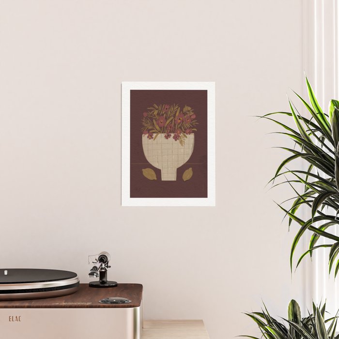 flowers in a vase on a red background Poster Gallery Image 2