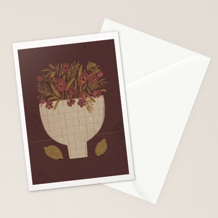 flowers in a vase on a red background Stationery Card Gallery Image 2