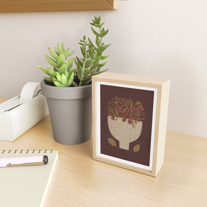 flowers in a vase on a red background Mini Art Print Gallery Image 2