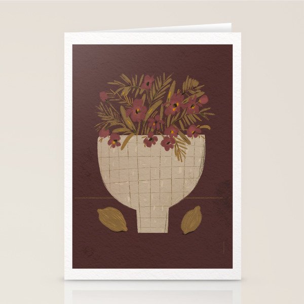 flowers in a vase on a red background Stationery Card Gallery Image 1