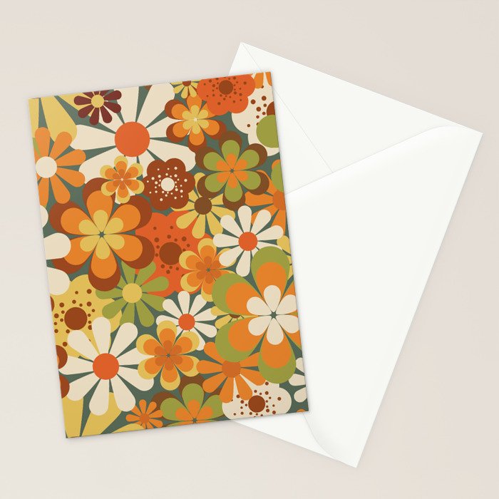 70's Retro Flowers Print Stationery Card Gallery Image 2