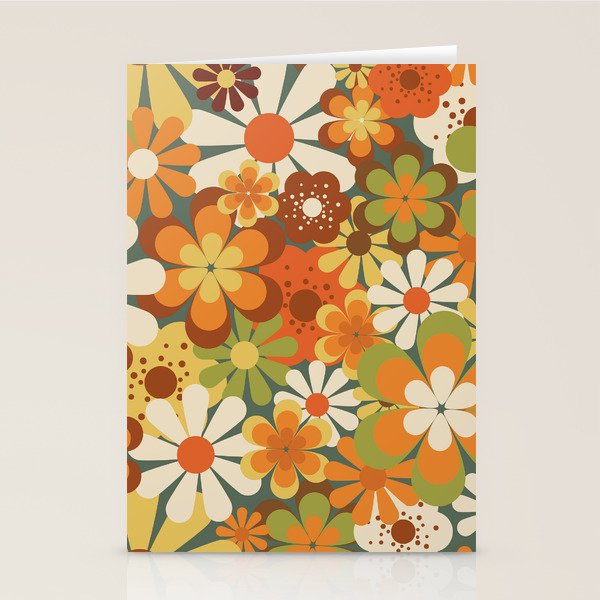 70's Retro Flowers Print Stationery Card Gallery Image 2