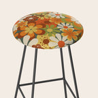 70's Retro Flowers Print Stool Gallery Image 2