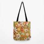 70's Retro Flowers Print Tote Bag Gallery Image 2