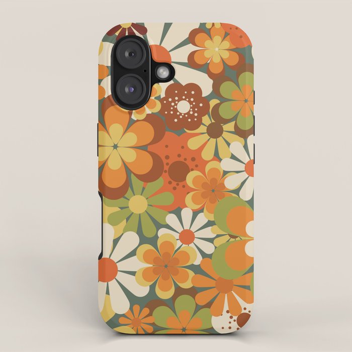 70's Retro Flowers Print iPhone Case Gallery Image 1