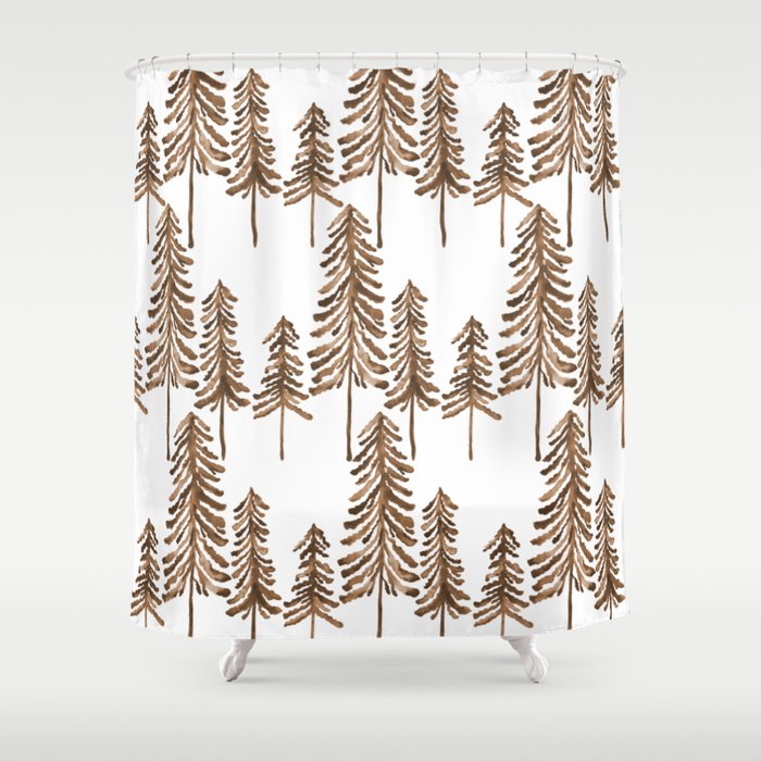 Pine Trees - Sepia Palette Shower Curtain Gallery Image 1