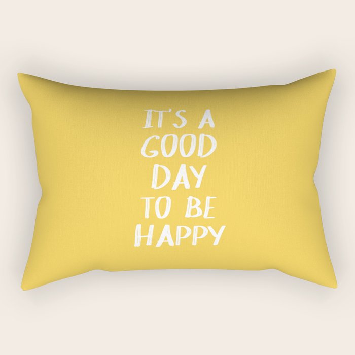 It's a Good Day to Be Happy - Yellow Rectangular Pillow Gallery Image 1