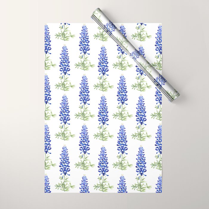 Texas bluebonnet in watercolor Wrapping Paper Gallery Image 1