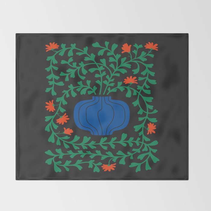Summer Bloom: Midnight Rain Forest Throw Blanket Gallery Image 2