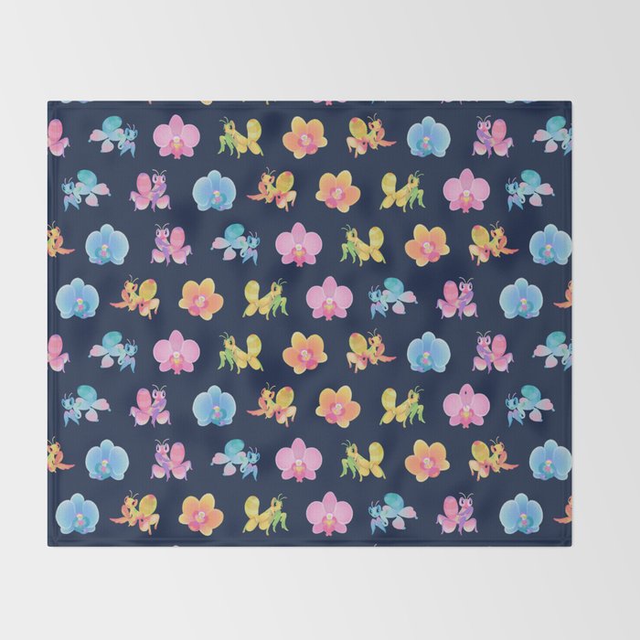 Orchid mantis - Dark Throw Blanket Gallery Image 2