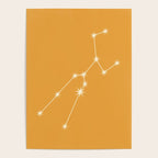 Taurus Zodiac Star Constellation Line Art Peach Orange Poster Gallery Image 4