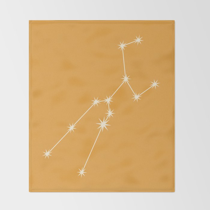 Taurus Zodiac Star Constellation Line Art Peach Orange Throw Blanket Gallery Image 2