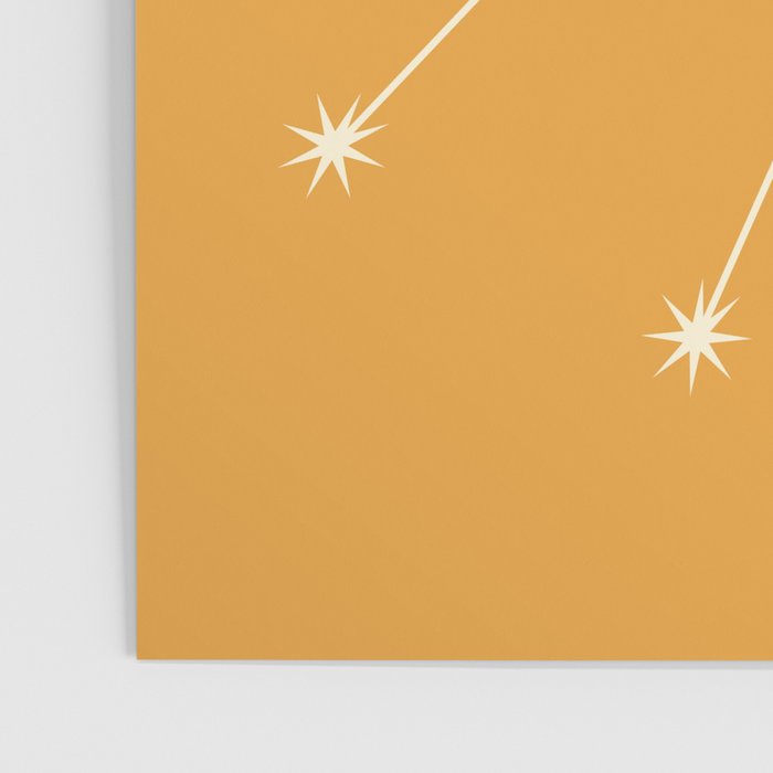 Taurus Zodiac Star Constellation Line Art Peach Orange Poster Gallery Image 3