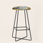 Geometric Blue and Gold Klimt Cat Stool Gallery Image 1