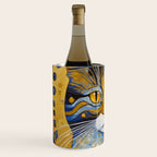 Geometric Blue and Gold Klimt Cat Wine Chiller Gallery Image 2
