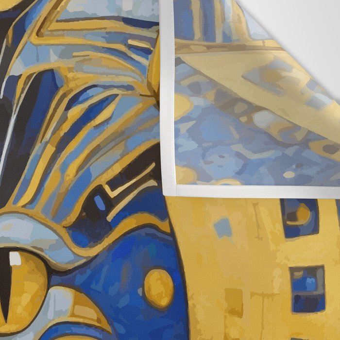 Geometric Blue and Gold Klimt Cat Wall Tapestry Gallery Image 3
