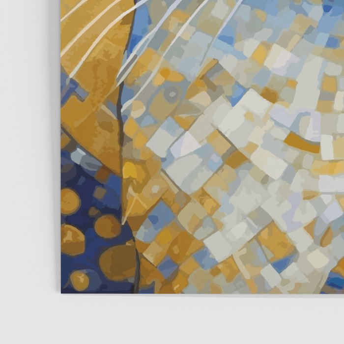 Geometric Blue and Gold Klimt Cat Poster Gallery Image 3
