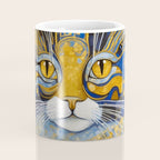 Geometric Blue and Gold Klimt Cat Coffee Mug Gallery Image 4