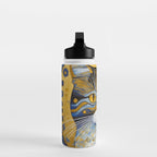 Geometric Blue and Gold Klimt Cat Water Bottle Gallery Image 3