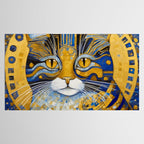 Geometric Blue and Gold Klimt Cat Tablecloth Gallery Image 2