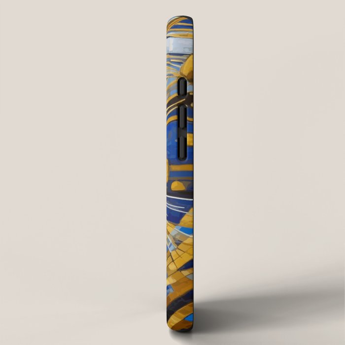 Geometric Blue and Gold Klimt Cat iPhone Case Gallery Image 2