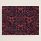 Gothic Halloween Damask - Red black and white  Jigsaw Puzzle Gallery Image 1