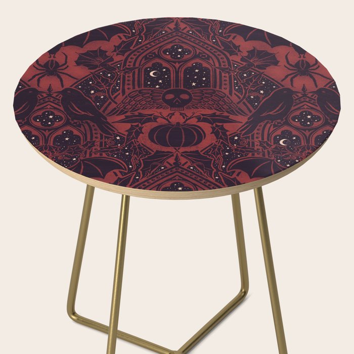 Gothic Halloween Damask - Red black and white  Side Table Gallery Image 2