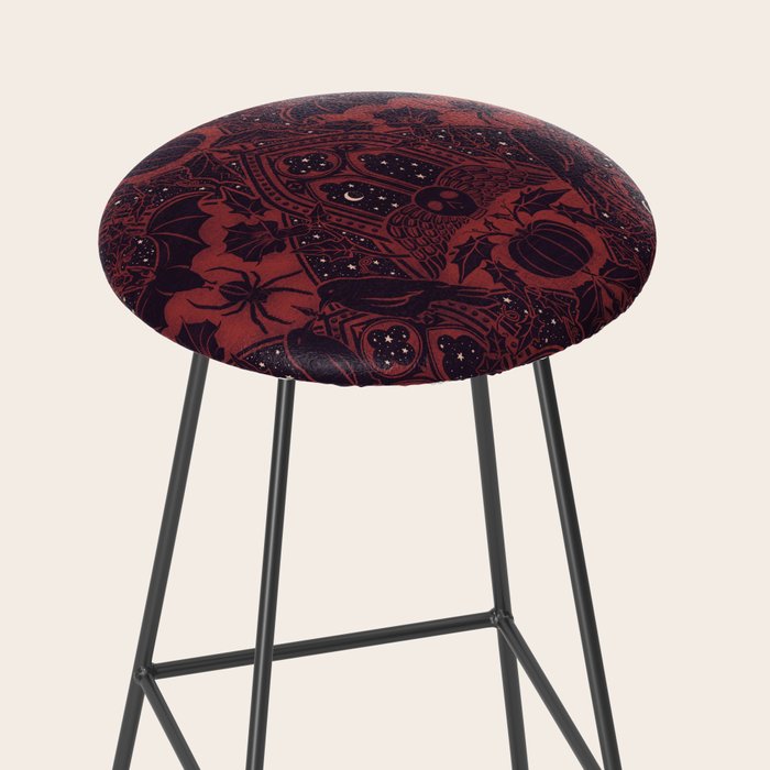 Gothic Halloween Damask - Red black and white  Stool Gallery Image 2
