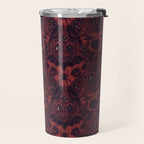 Gothic Halloween Damask - Red black and white  Travel Mug Gallery Image 2