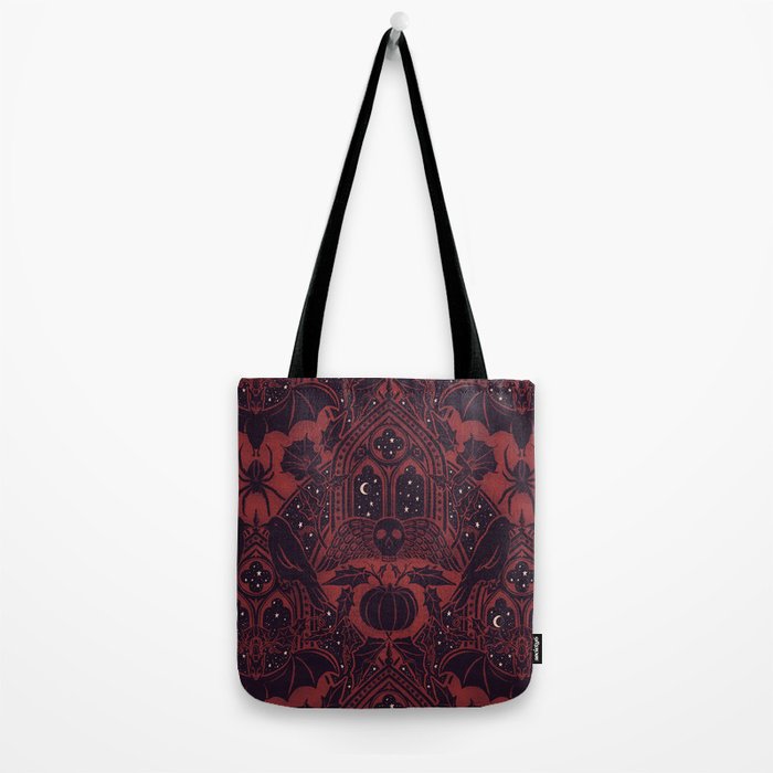 Gothic Halloween Damask - Red black and white  Tote Bag Gallery Image 2