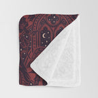 Gothic Halloween Damask - Red black and white  Throw Blanket Gallery Image 3