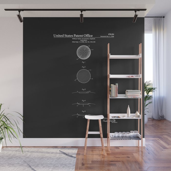 Golf Ball Patent - Black Wall Mural Gallery Image 1