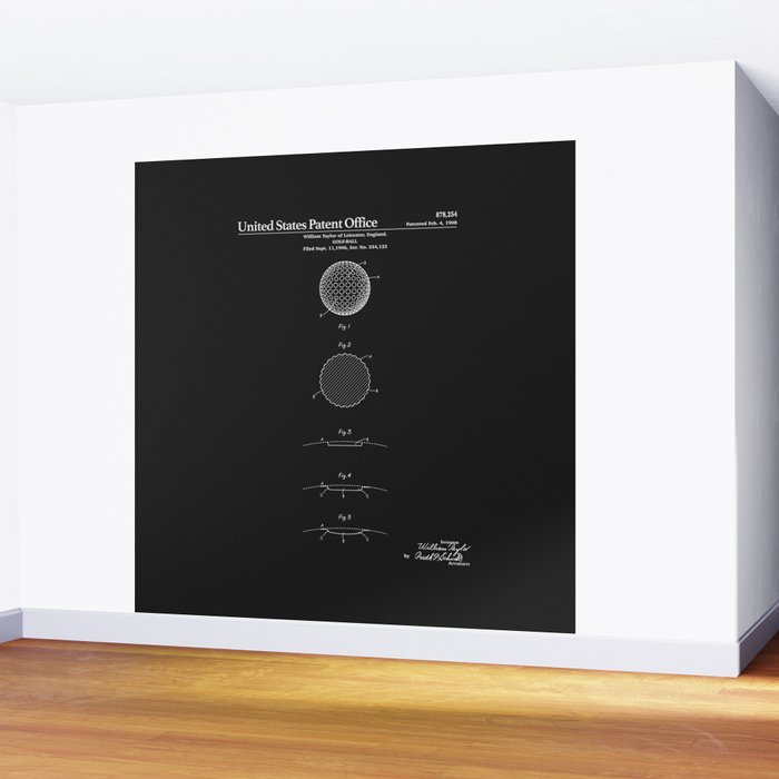 Golf Ball Patent - Black Wall Mural Gallery Image 2