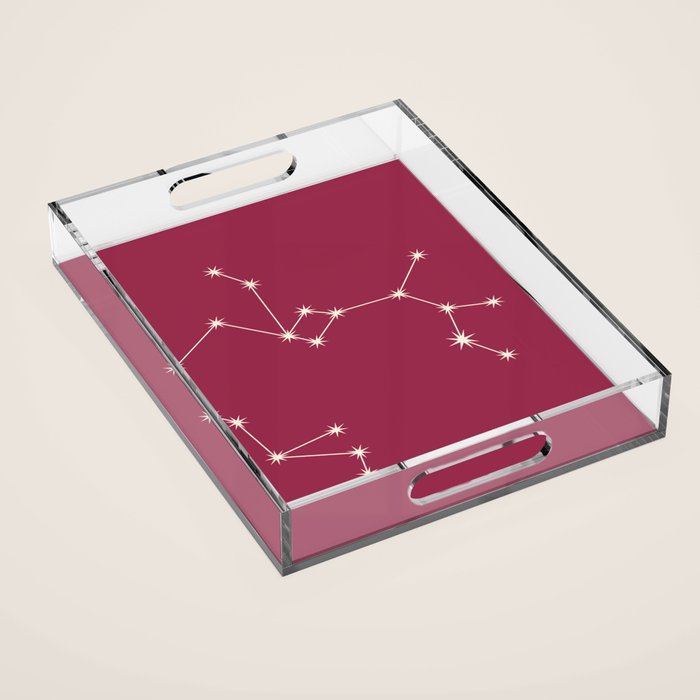 Sagittarius Zodiac Star Constellation Line Art Pink Acrylic Tray Gallery Image 1