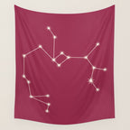 Sagittarius Zodiac Star Constellation Line Art Pink Wall Tapestry Gallery Image 4