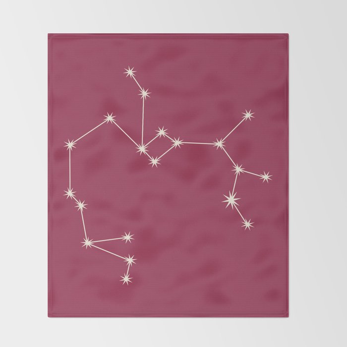 Sagittarius Zodiac Star Constellation Line Art Pink Throw Blanket Gallery Image 2