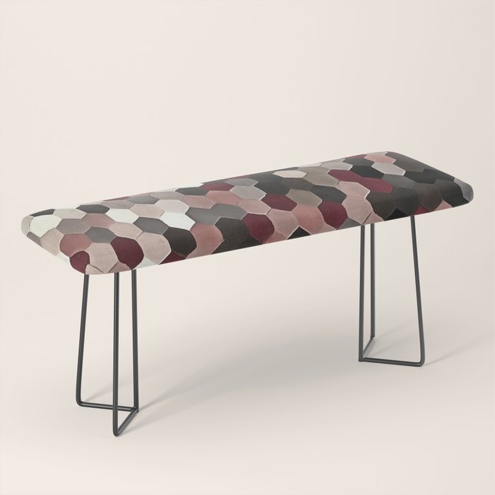 Hexagon Pattern In Gray and Burgundy Autumn Colors Bench Gallery Image 1