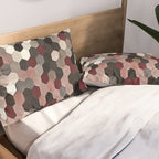 Hexagon Pattern In Gray and Burgundy Autumn Colors Pillow Sham Gallery Image 2