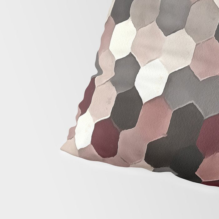 Hexagon Pattern In Gray and Burgundy Autumn Colors Pillow Sham Gallery Image 4