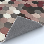 Hexagon Pattern In Gray and Burgundy Autumn Colors Rug Gallery Image 4