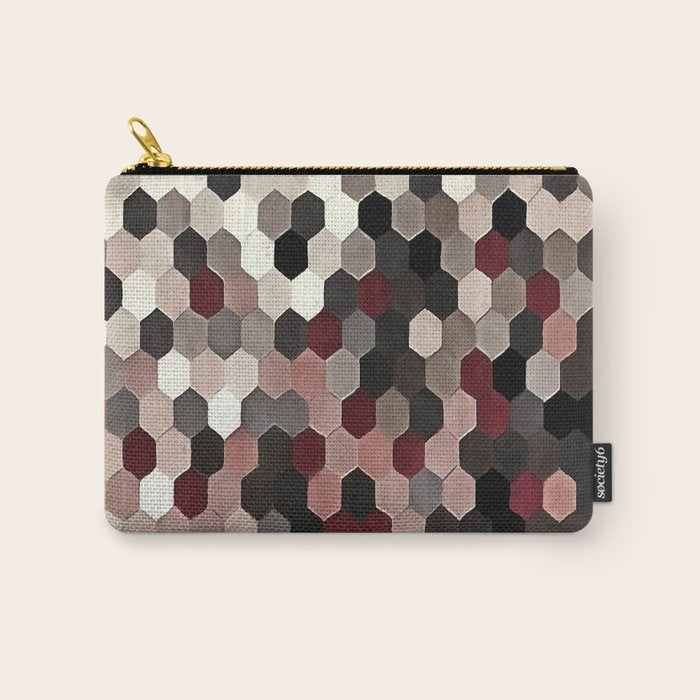 Hexagon Pattern In Gray and Burgundy Autumn Colors Carry All Pouch Gallery Image 1