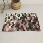 Hexagon Pattern In Gray and Burgundy Autumn Colors Rug Gallery Image 1