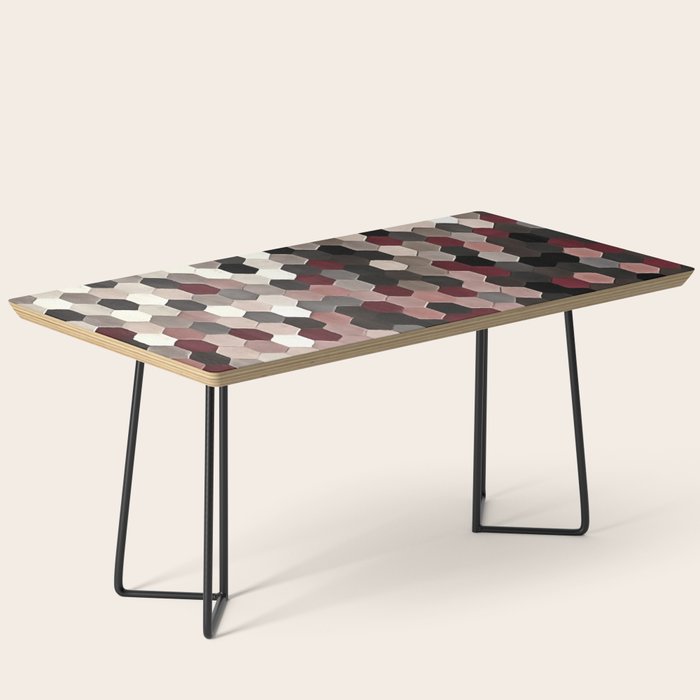Hexagon Pattern In Gray and Burgundy Autumn Colors Coffee Table Gallery Image 1