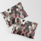 Hexagon Pattern In Gray and Burgundy Autumn Colors Pillow Sham Gallery Image 3