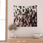 Hexagon Pattern In Gray and Burgundy Autumn Colors Wall Tapestry Gallery Image 2