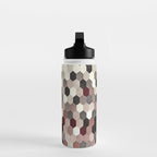 Hexagon Pattern In Gray and Burgundy Autumn Colors Water Bottle Gallery Image 3